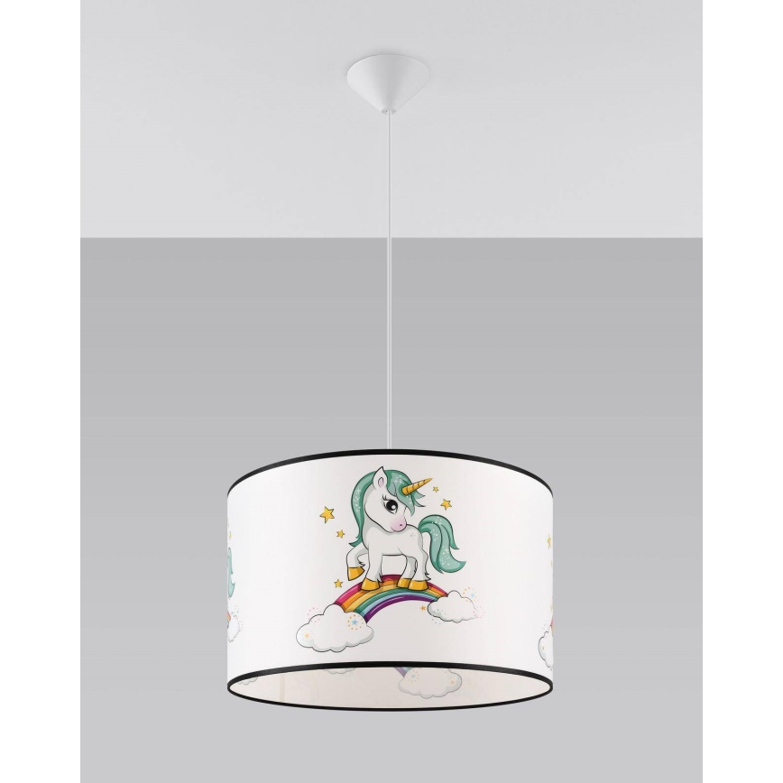 Detský luster na lanku UNICORN 1xE27/15W/230V pr. 40 cm jednorožec