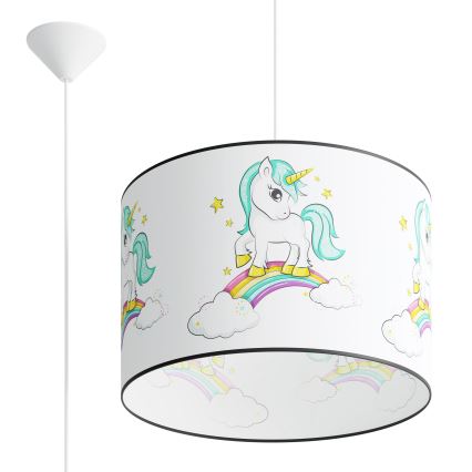 Detský luster na lanku UNICORN 1xE27/15W/230V pr. 40 cm jednorožec