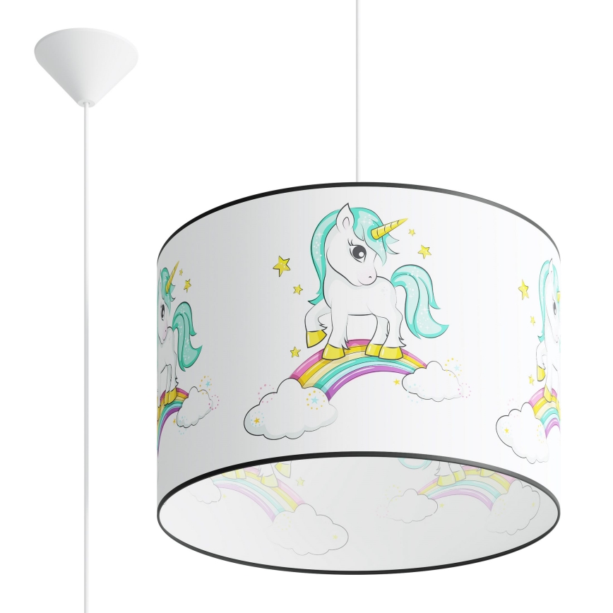 Detský luster na lanku UNICORN 1xE27/15W/230V pr. 40 cm jednorožec