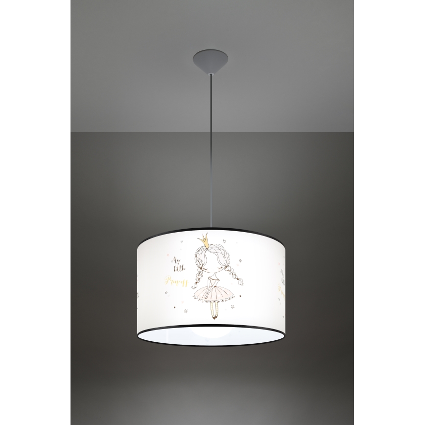 Detský luster na lanku PRINCESS 1xE27/15W/230V pr. 40 cm princezná