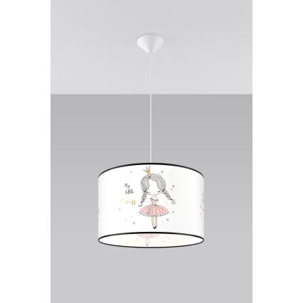 Detský luster na lanku PRINCESS 1xE27/15W/230V pr. 40 cm princezná