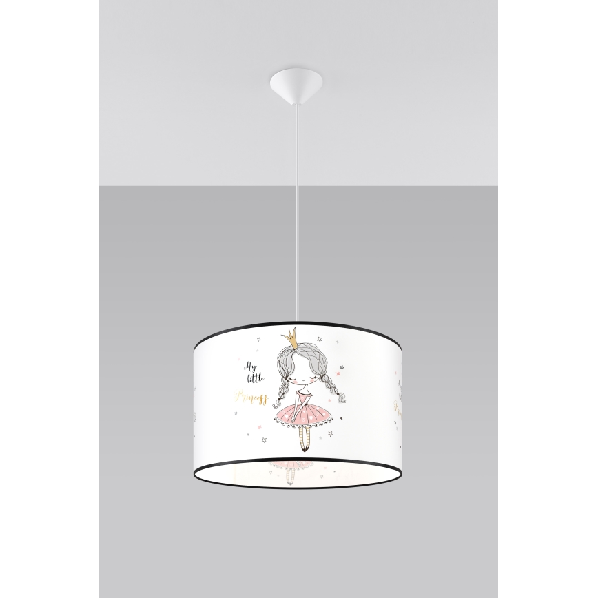Detský luster na lanku PRINCESS 1xE27/15W/230V pr. 40 cm princezná