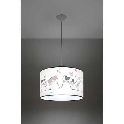 Detský luster na lanku CAT 1xE27/15W/230V pr. 40 cm mačka