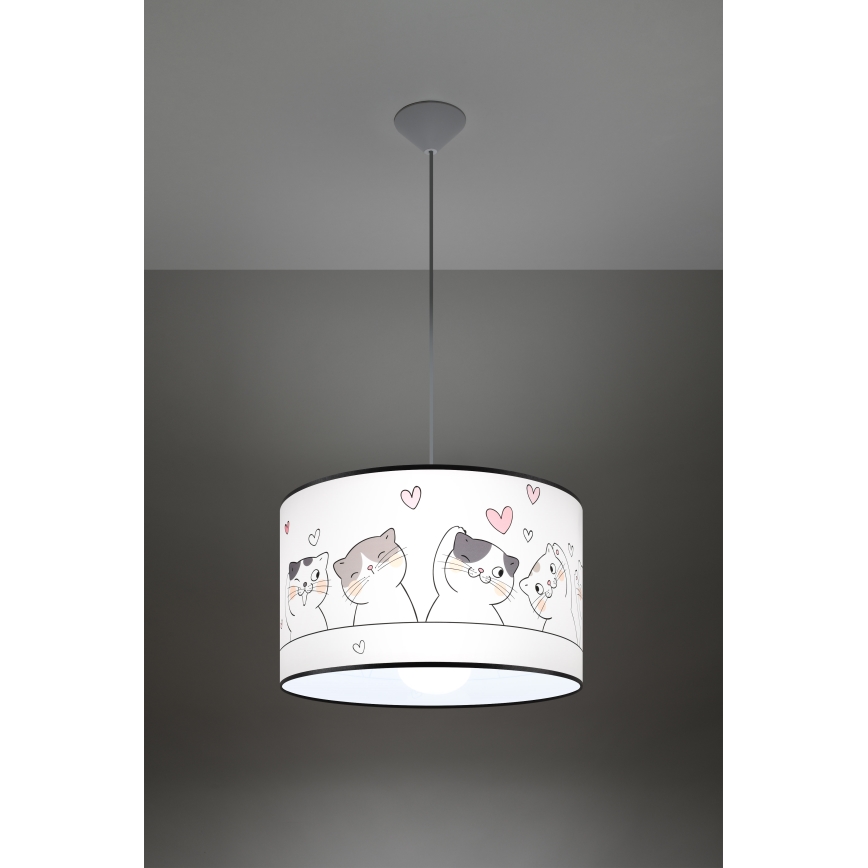 Detský luster na lanku CAT 1xE27/15W/230V pr. 40 cm mačka