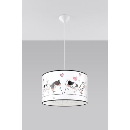 Detský luster na lanku CAT 1xE27/15W/230V pr. 40 cm mačka