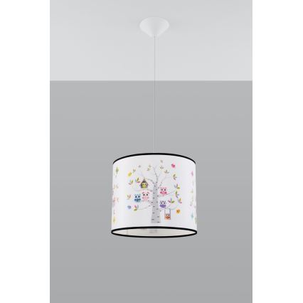 Detský luster na lanku OWLS 1xE27/15W/230V pr. 30 cm sovy
