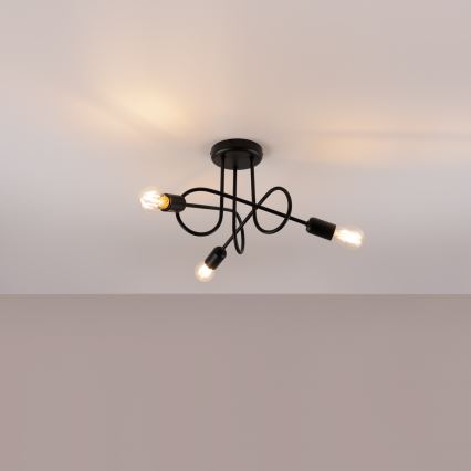Prisadený luster LOOP 3xE27/15W/230V čierna