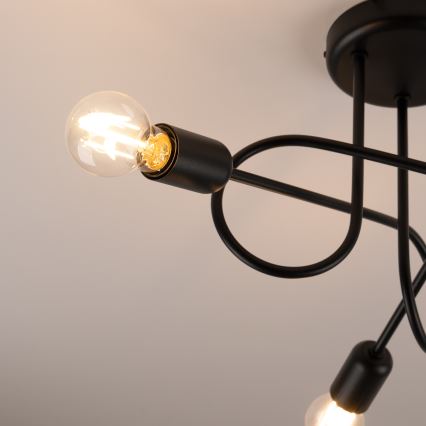 Prisadený luster LOOP 3xE27/15W/230V čierna