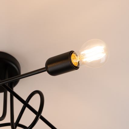 Prisadený luster LOOP 5xE27/15W/230V čierna