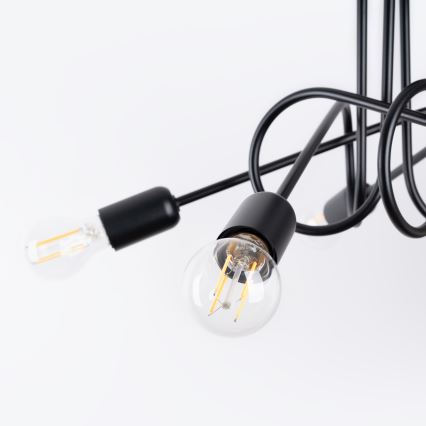 Prisadený luster LOOP 5xE27/15W/230V čierna