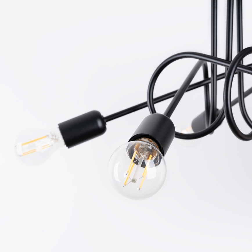 Prisadený luster LOOP 5xE27/15W/230V čierna