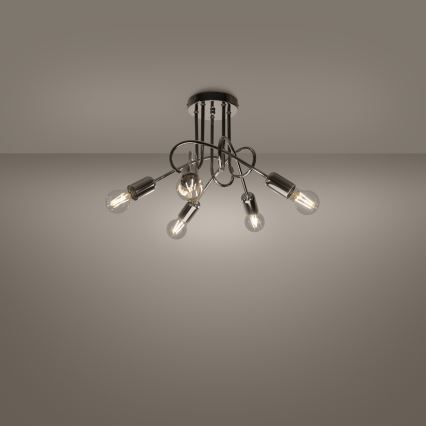 Prisadený luster LOOP 5xE27/15W/230V lesklý chróm