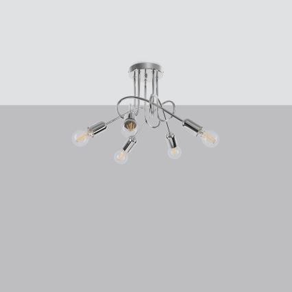 Prisadený luster LOOP 5xE27/15W/230V lesklý chróm