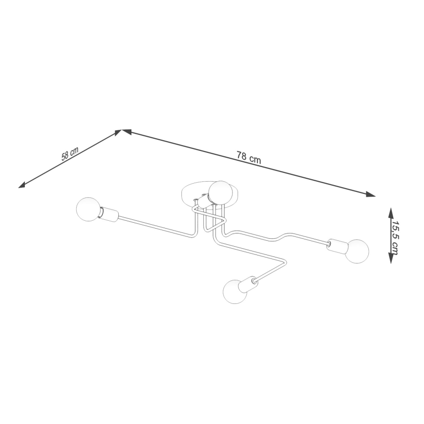 Prisadený luster VECTOR 4xE27/15W/230V čierna