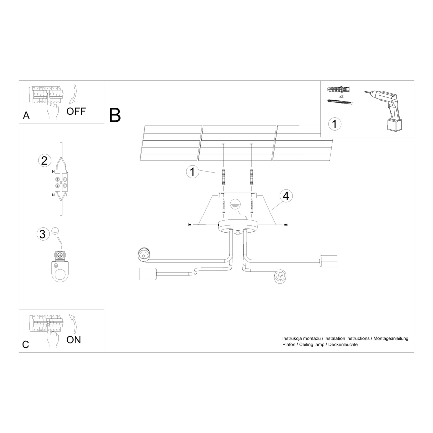 Prisadený luster VECTOR 4xE27/15W/230V čierna