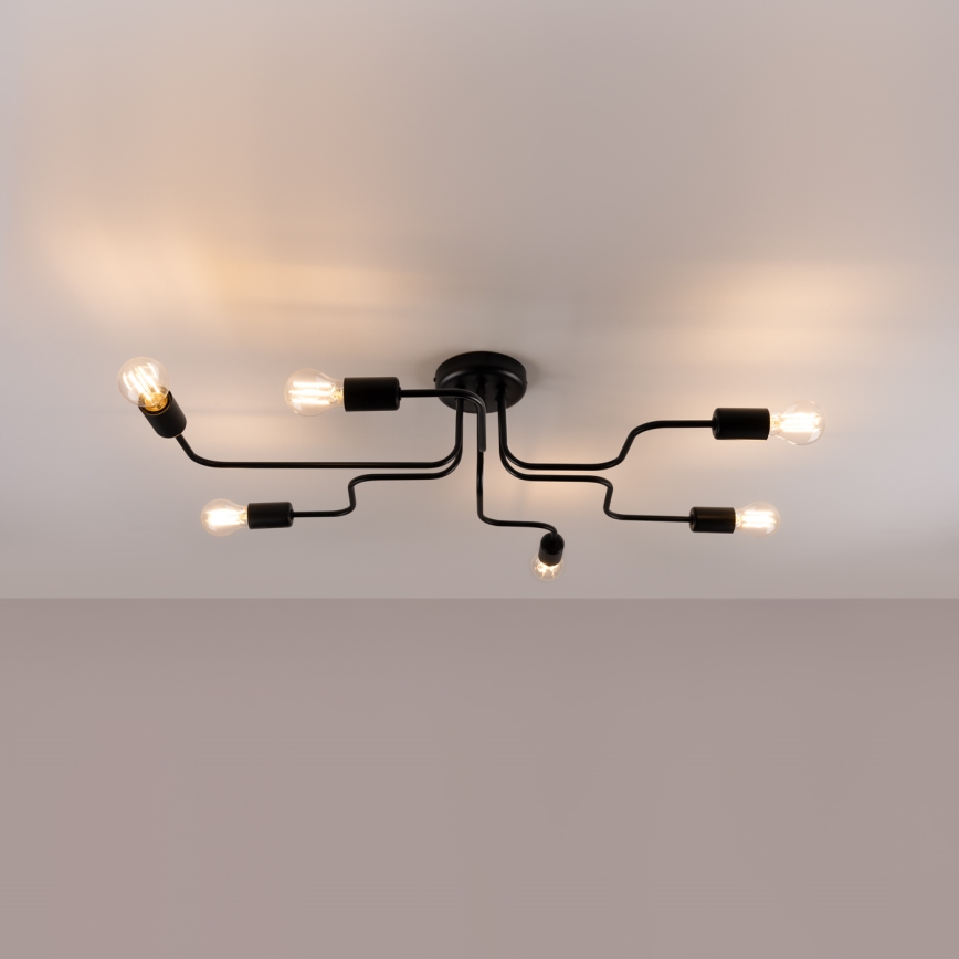 Prisadený luster VECTOR 6xE27/15W/230V čierna