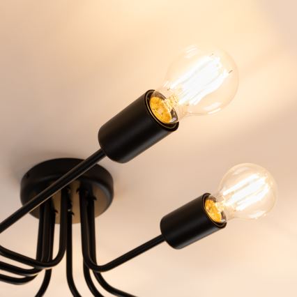 Prisadený luster VECTOR 8xE27/15W/230V čierna