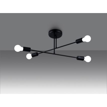 Luster na tyči NORAH 4xE27/15W/230V čierna