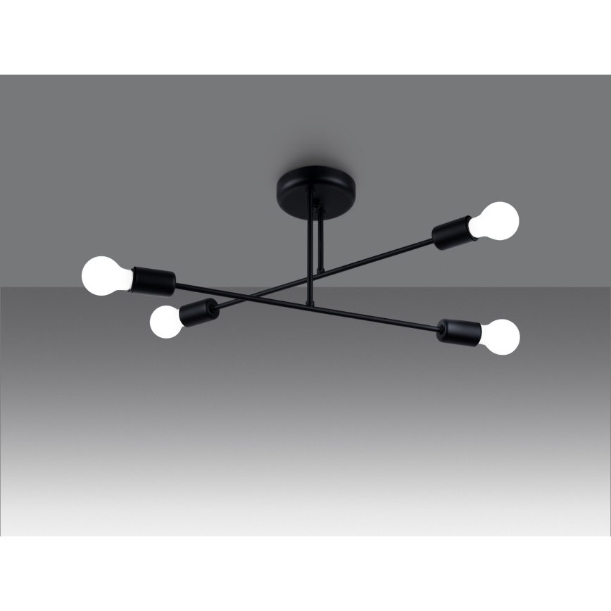 Luster na tyči NORAH 4xE27/15W/230V čierna
