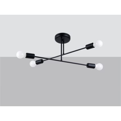 Luster na tyči NORAH 4xE27/15W/230V čierna