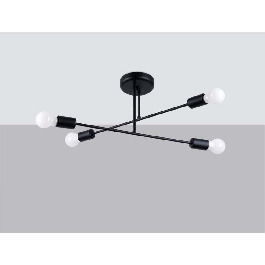 Luster na tyči NORAH 4xE27/15W/230V čierna