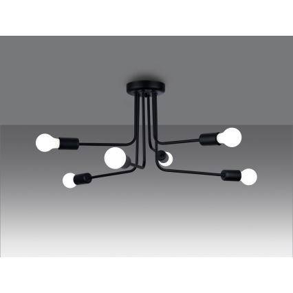 Luster na tyči NORAH 6xE27/15W/230V čierna