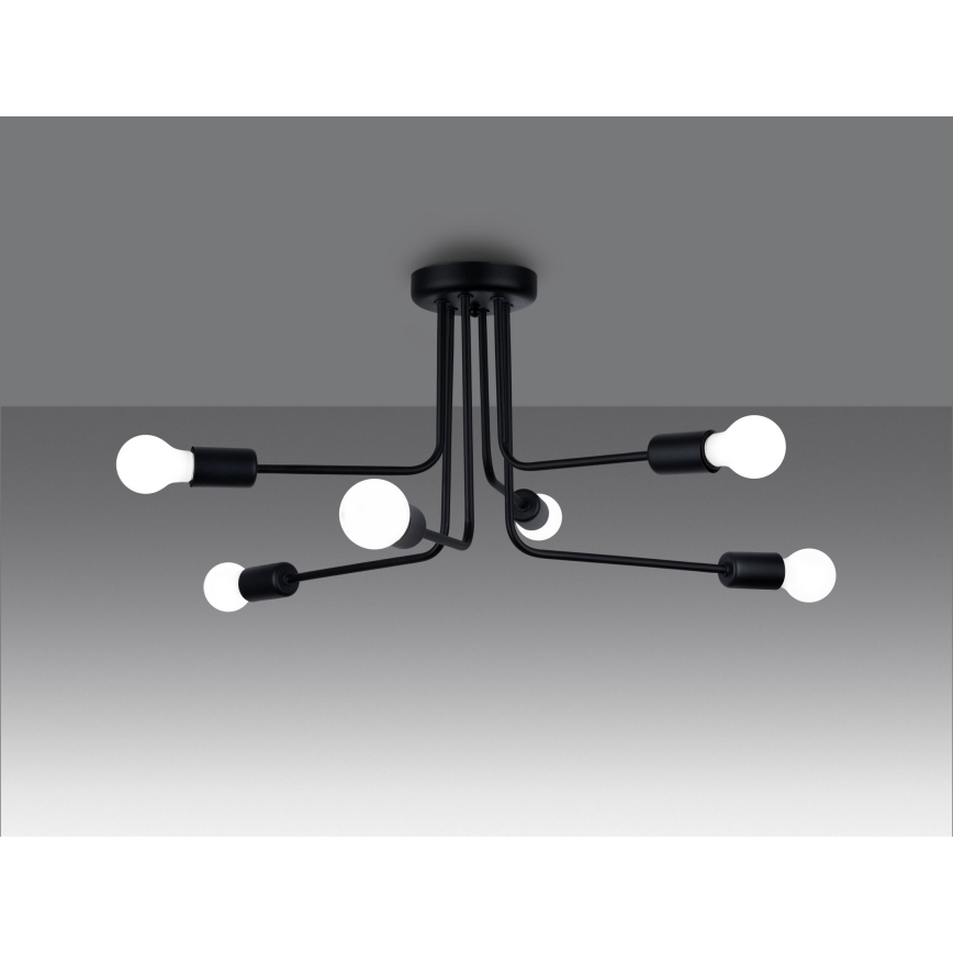 Luster na tyči NORAH 6xE27/15W/230V čierna