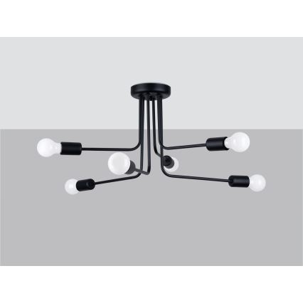 Luster na tyči NORAH 6xE27/15W/230V čierna