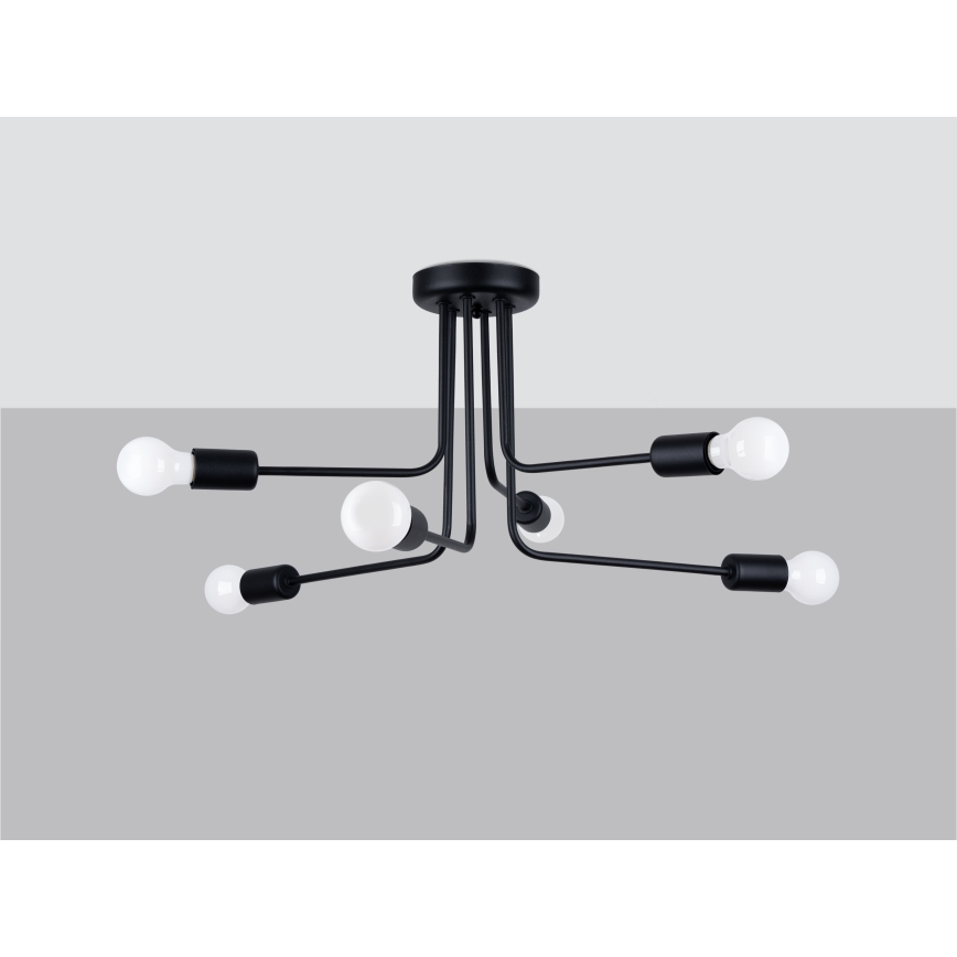 Luster na tyči NORAH 6xE27/15W/230V čierna
