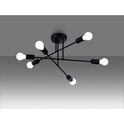 Luster na tyči NORAH 6xE27/15W/230V čierna