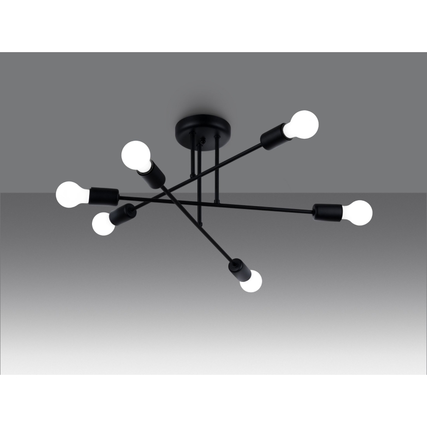 Luster na tyči NORAH 6xE27/15W/230V čierna