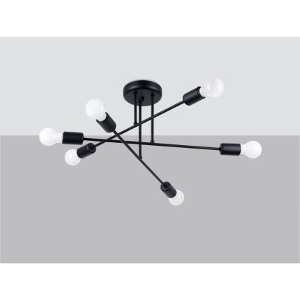 Luster na tyči NORAH 6xE27/15W/230V čierna