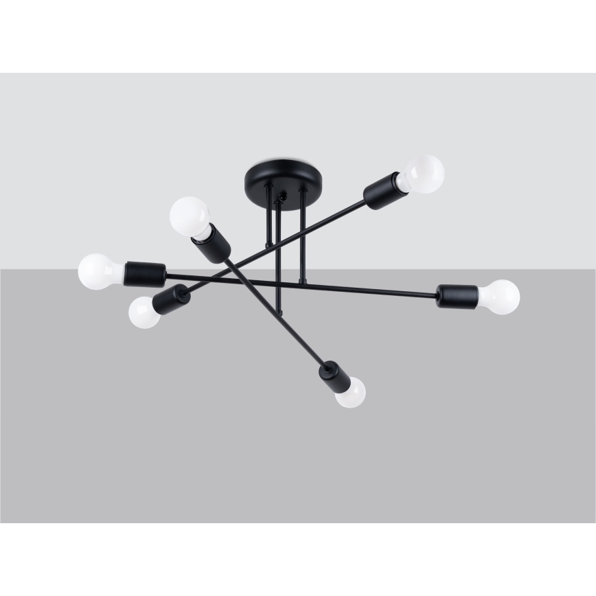 Luster na tyči NORAH 6xE27/15W/230V čierna