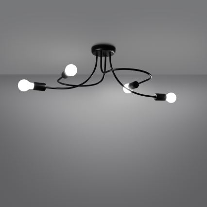 Luster na tyči LEVAR 4xE27/15W/230V čierna