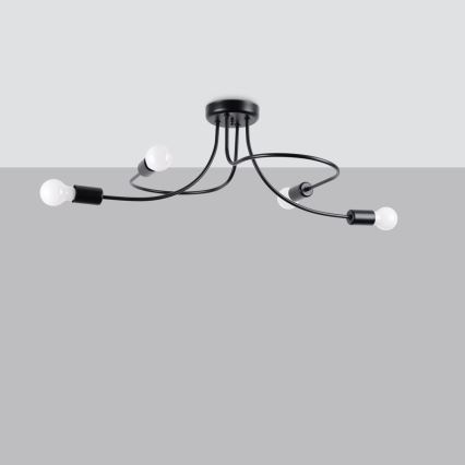 Luster na tyči LEVAR 4xE27/15W/230V čierna