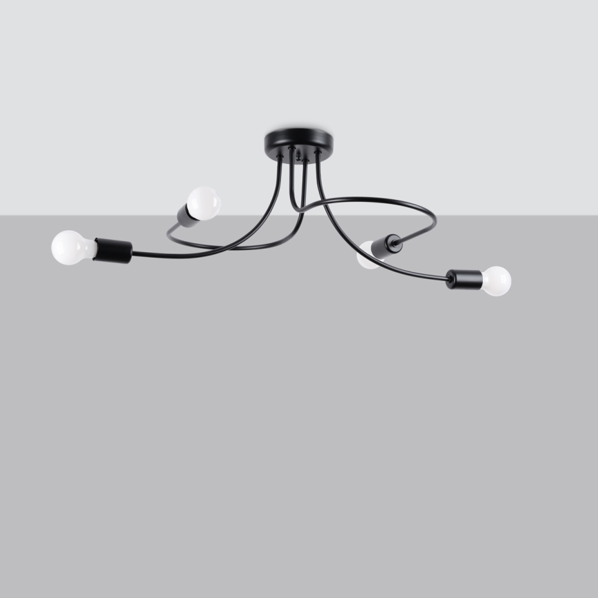 Luster na tyči LEVAR 4xE27/15W/230V čierna