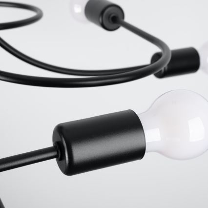 Luster na tyči LEVAR 8xE27/15W/230V čierna