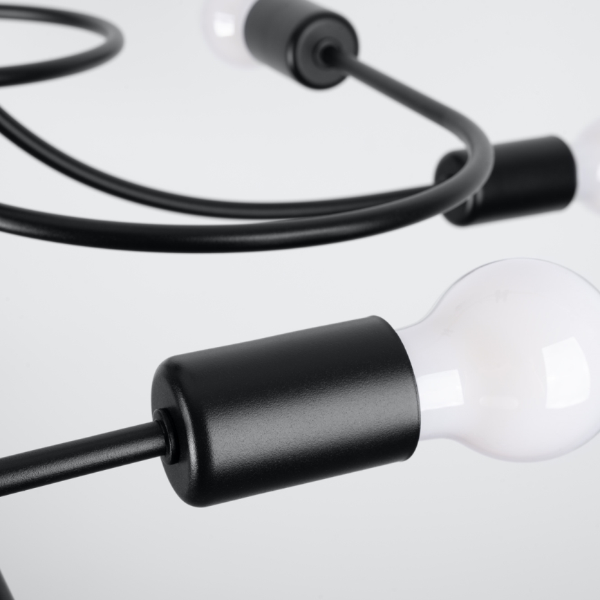 Luster na tyči LEVAR 8xE27/15W/230V čierna