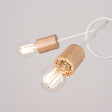 Prisadený luster EMBER 5xE27/15W/230V biela/béžová/buk