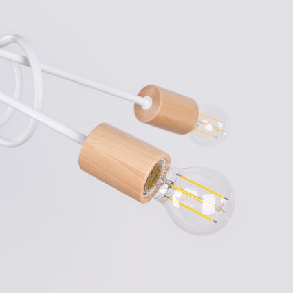 Prisadený luster EMBER 5xE27/15W/230V biela/béžová/buk