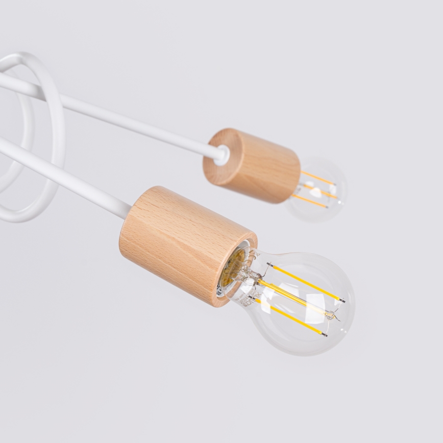 Prisadený luster EMBER 5xE27/15W/230V biela/béžová/buk
