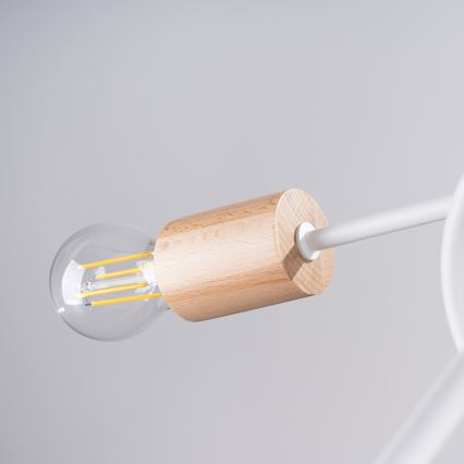 Prisadený luster EMBER 5xE27/15W/230V biela/béžová/buk
