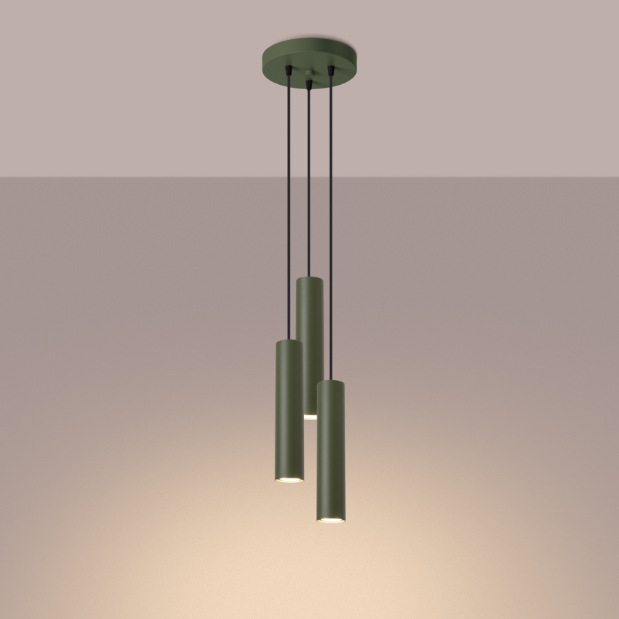 Luster na lanku LAGOS 3xGU10/10W/230V zelená