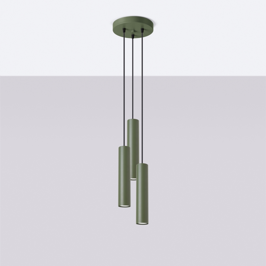 Luster na lanku LAGOS 3xGU10/10W/230V zelená