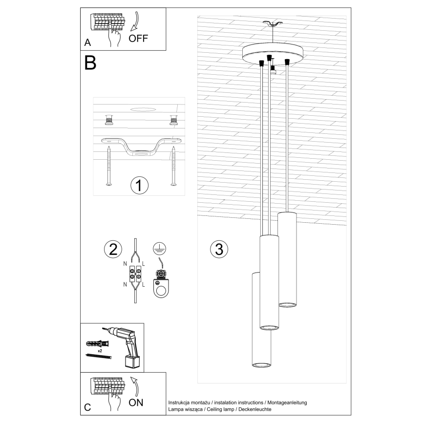 Luster na lanku LAGOS 3xGU10/10W/230V zelená