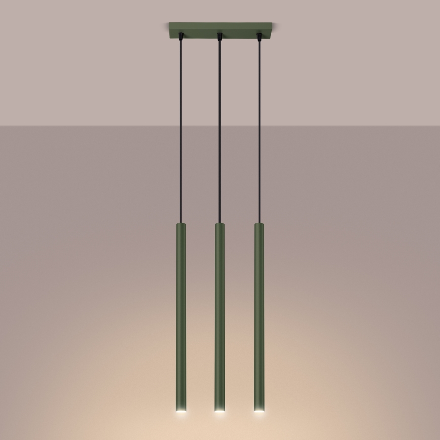 Luster na lanku PASTELO 3xG9/8W/230V zelená