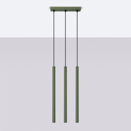Luster na lanku PASTELO 3xG9/8W/230V zelená