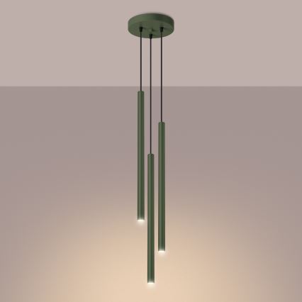 Luster na lanku PASTELO 3xG9/8W/230V zelená