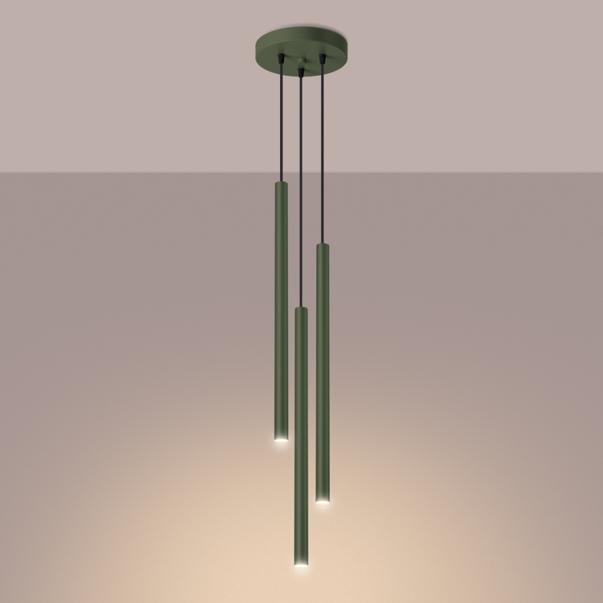 Luster na lanku PASTELO 3xG9/8W/230V zelená