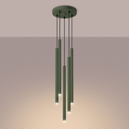 Luster na lanku PASTELO 5xG9/8W/230V zelená